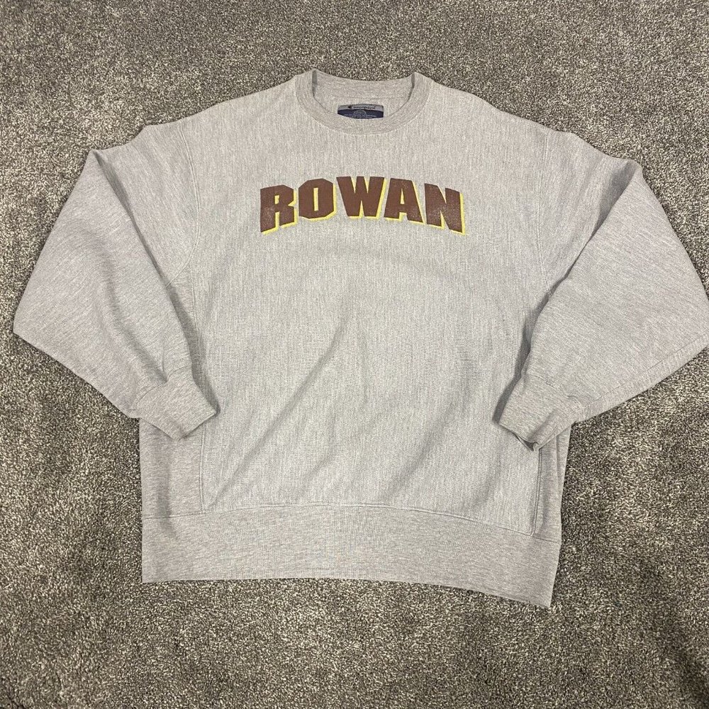 Vintage Rowan Champion Mens Sweatshirt Gray Reverse Weave 90s Pullover Size L